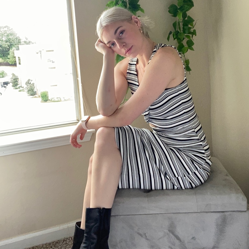 Black and white striped dress, size S, Gianni bini